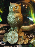 Golden Prosperity Owl Guardian of Fortunate Tidings Statue Talisman