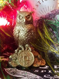 Golden Prosperity Owl Guardian of Fortunate Tidings Statue Talisman