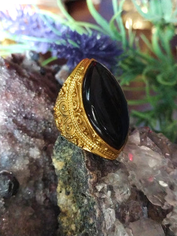 ROYAL BLACK SHAMIR DJINN MASTER RULER MONARCH OCCULT SPELLCAST RING