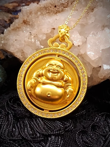 TWOFOLD TALISMAN OF LAUGHTER & LUCK BUDDHA-JADE WHEEL OF FORTUNE