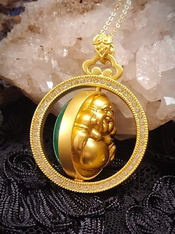 TWOFOLD TALISMAN OF LAUGHTER & LUCK BUDDHA-JADE WHEEL OF FORTUNE