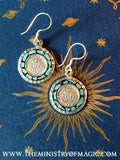 Mystifying Mayan Alien Energy Vortex Limitless Luck Attractor Talisman Earrings