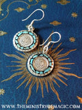 Mystifying Mayan Alien Energy Vortex Limitless Luck Attractor Talisman Earrings